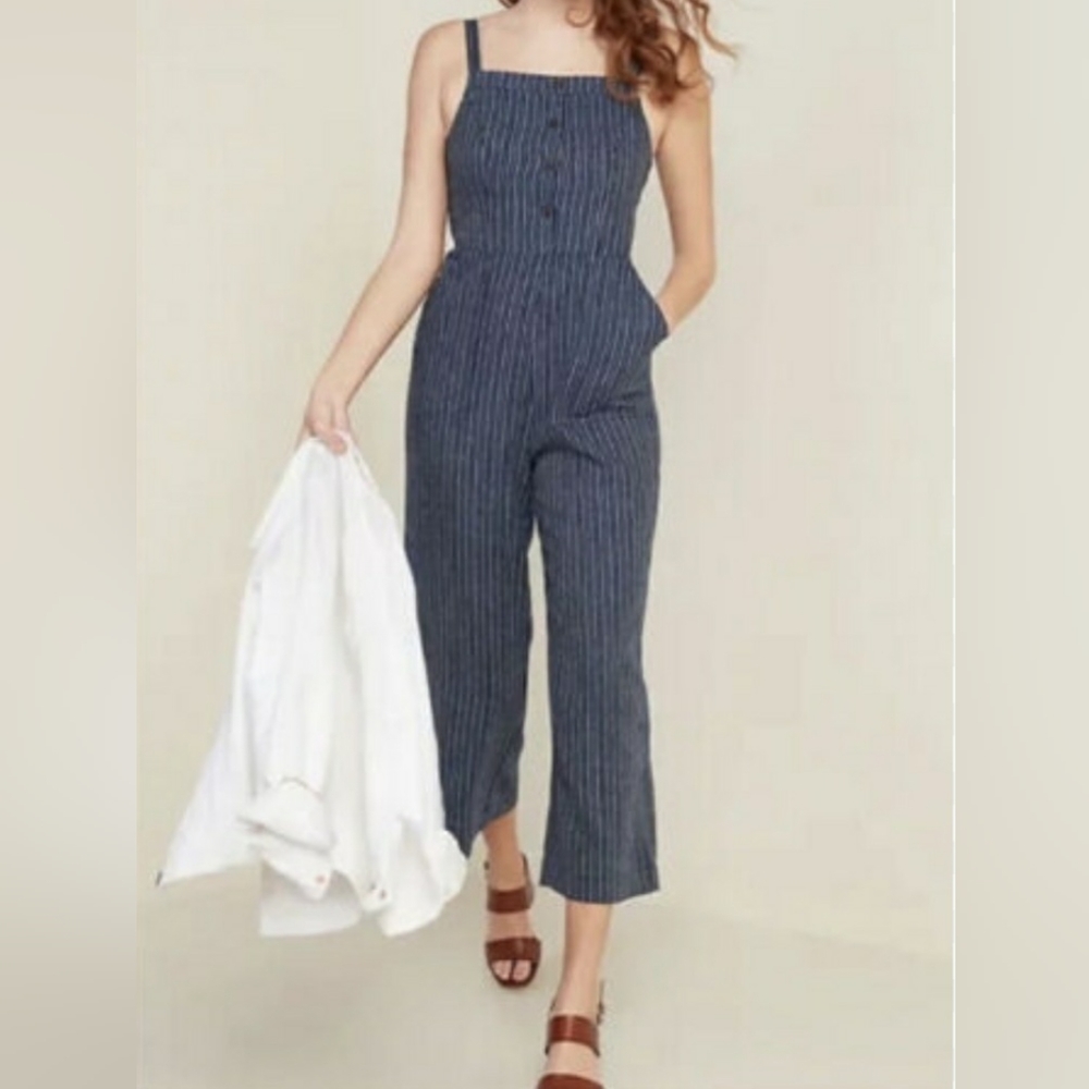 Old Navy XXL Button Tank Romper Blue Stripes
